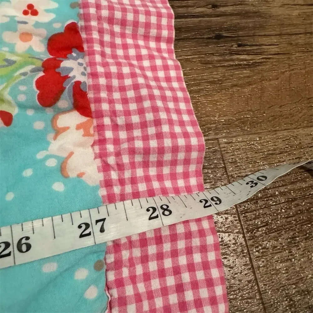 Pottery Barn Kids Standard Quilted Floral Gingham Check Cotton Pillow Sham READ